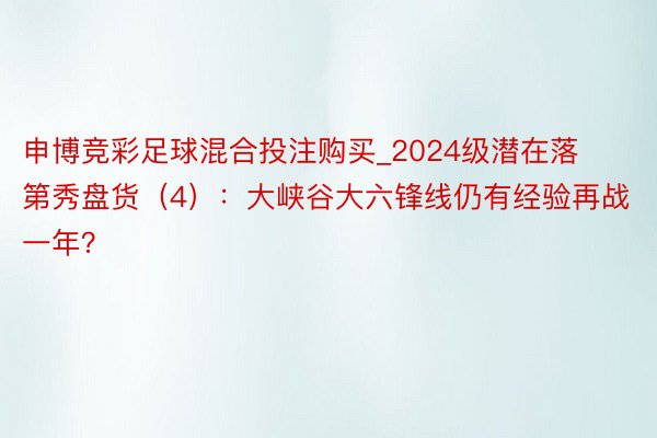 申博竞彩足球混合投注购买_2024级潜在落第秀盘货（4）：大峡谷大六锋线仍有经验再战一年？