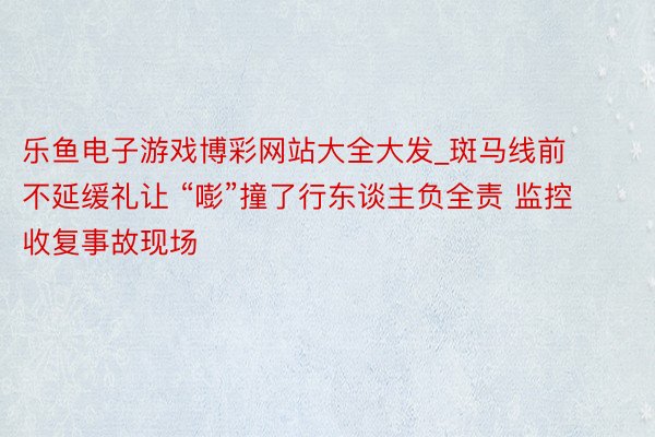 乐鱼电子游戏博彩网站大全大发_斑马线前不延缓礼让 “嘭”撞了行东谈主负全责 监控收复事故现场