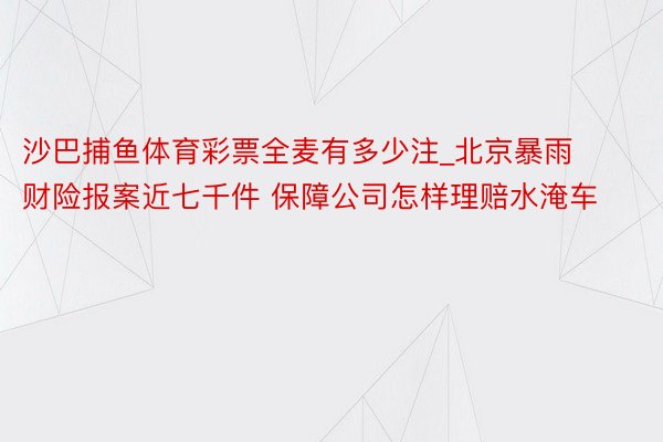 沙巴捕鱼体育彩票全麦有多少注_北京暴雨财险报案近七千件 保障公司怎样理赔水淹车