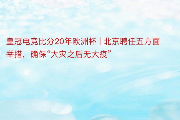 皇冠电竞比分20年欧洲杯 | 北京聘任五方面举措，确保“大灾之后无大疫”