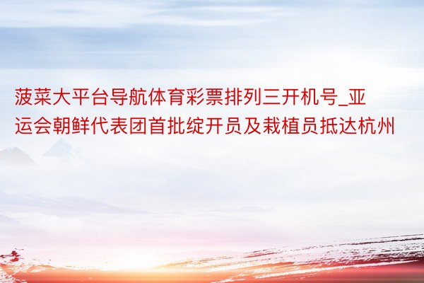 菠菜大平台导航体育彩票排列三开机号_亚运会朝鲜代表团首批绽开员及栽植员抵达杭州